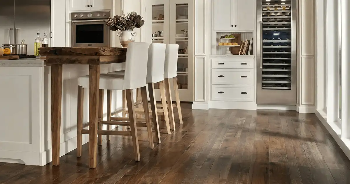 Professionally installed and refinished hardwood flooring in a residential home, showcasing smooth finish and natural wood tones in Fresno, CA