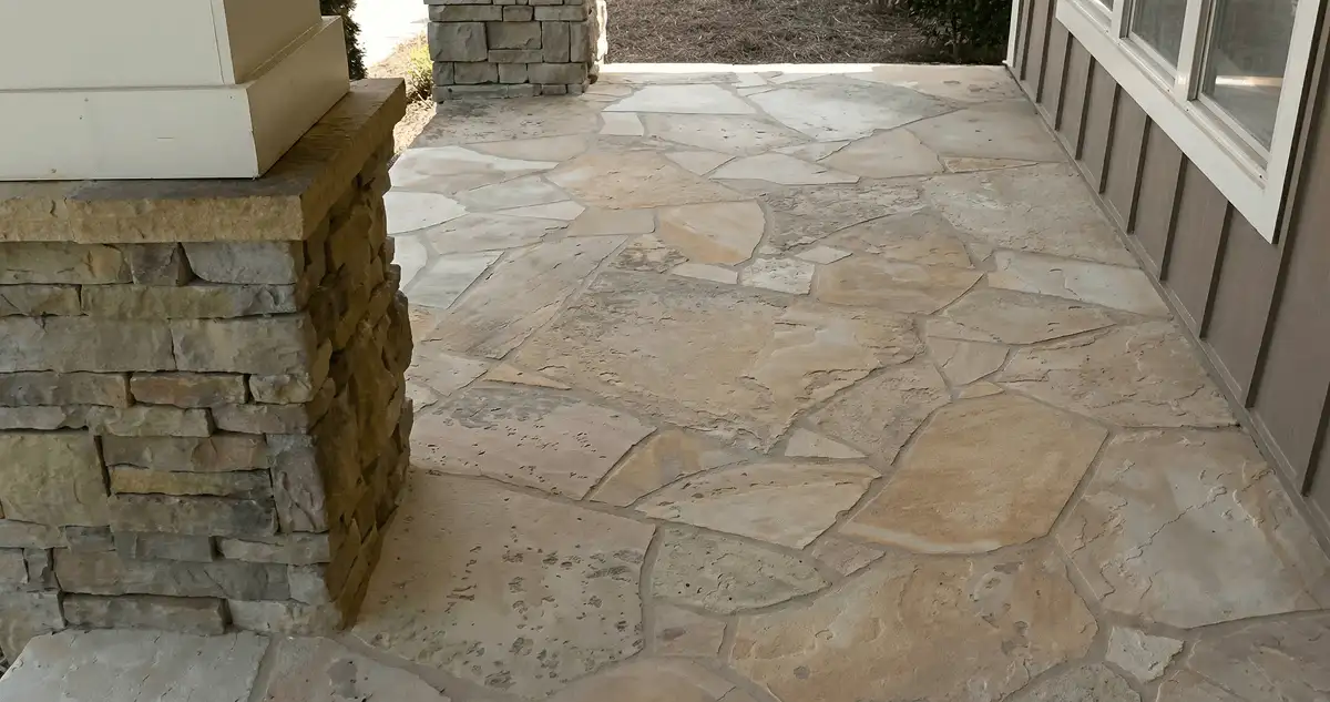 House entrance with professionally installed stone flooring in Fresno CA